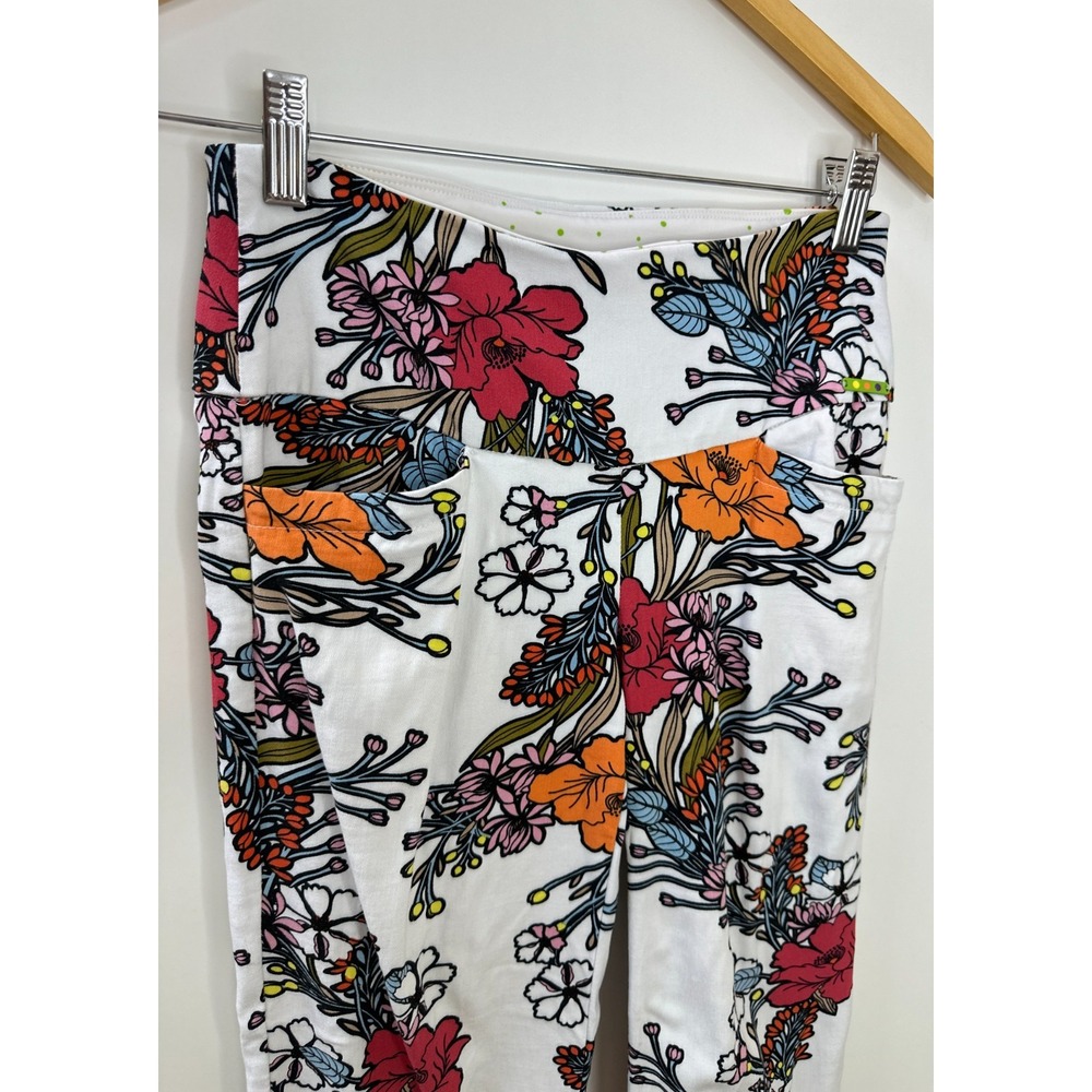 Swing Control Floral Print Golf Pants Size 0 Pockets Stretch Pull On White Multi - Picture 5 of 15